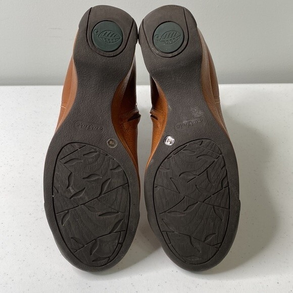 Nurture Grant Honey Brown Leather Boot Zip Ankle Bootie Wedge Heel Classy Neutra - Picture 5 of 16